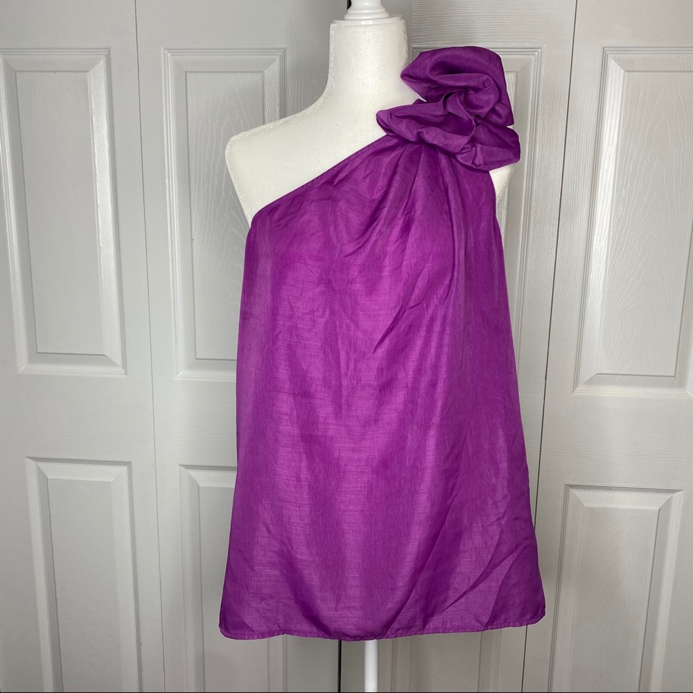 🔥SOLD🔥 The Limited One Shoulder Ruffle Top Purple Large
